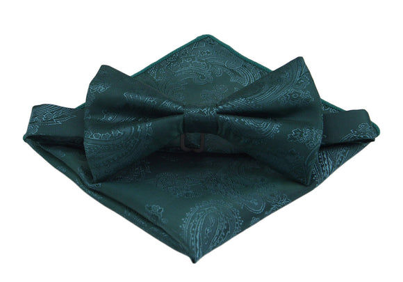 Gem Green Bow Ties. Emerald Paisley Bowties.