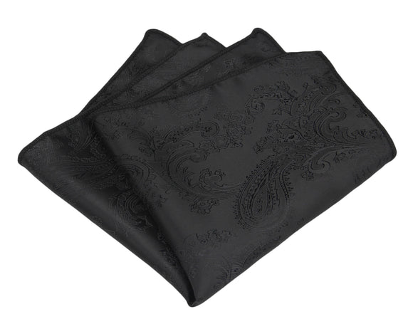 Black Pocket Square. Black Handkerchief. Paisley Pocket Squares.